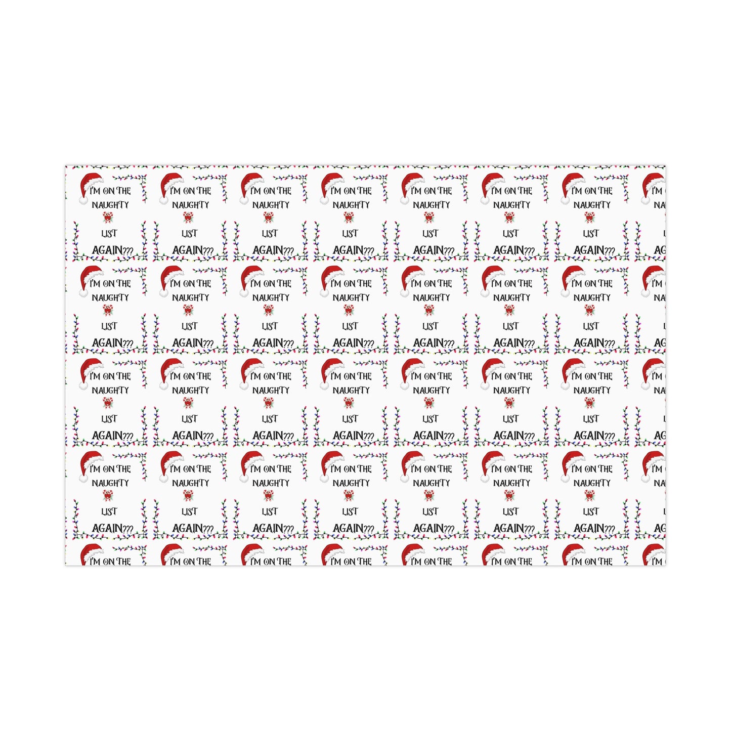 Whimsical Holiday Gift Wrap Paper, Fun Christmas Wrapping Paper, Naughty List Wrap, Festive Paper for Gifts, Holiday Decor