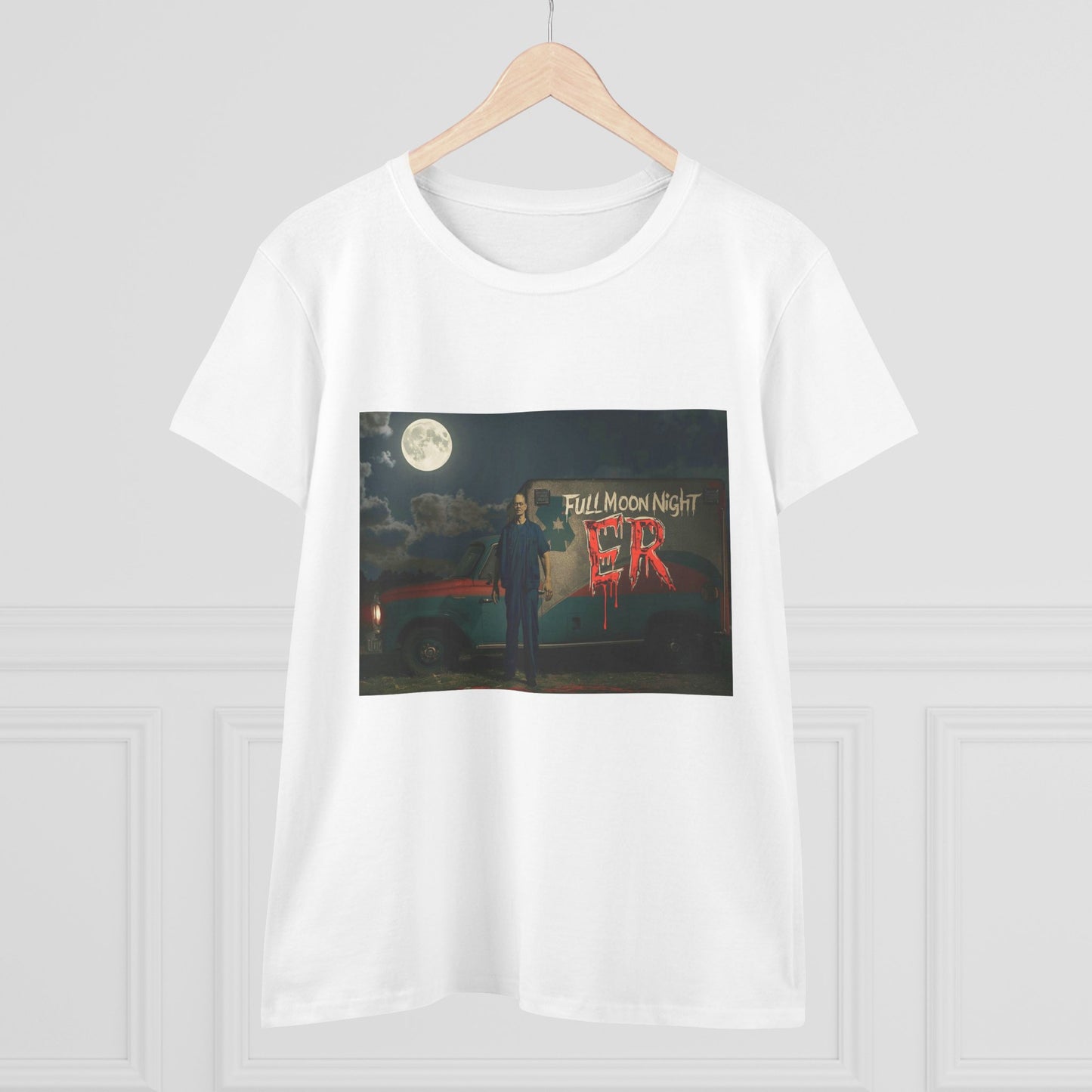 Full Moon Night Women's Cotton Tee, Halloween Shirt, Graphic Tee, Eco-Friendly Clothing, Casual Wear, Gift for Her