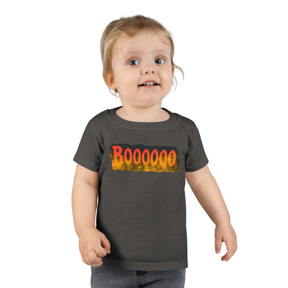 Toddler T-shirt with Halloween 'Boooo' Flames Design
