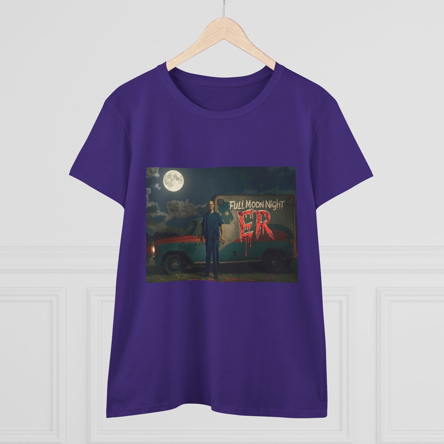 Full Moon Night Women's Cotton Tee, Halloween Shirt, Graphic Tee, Eco-Friendly Clothing, Casual Wear, Gift for Her