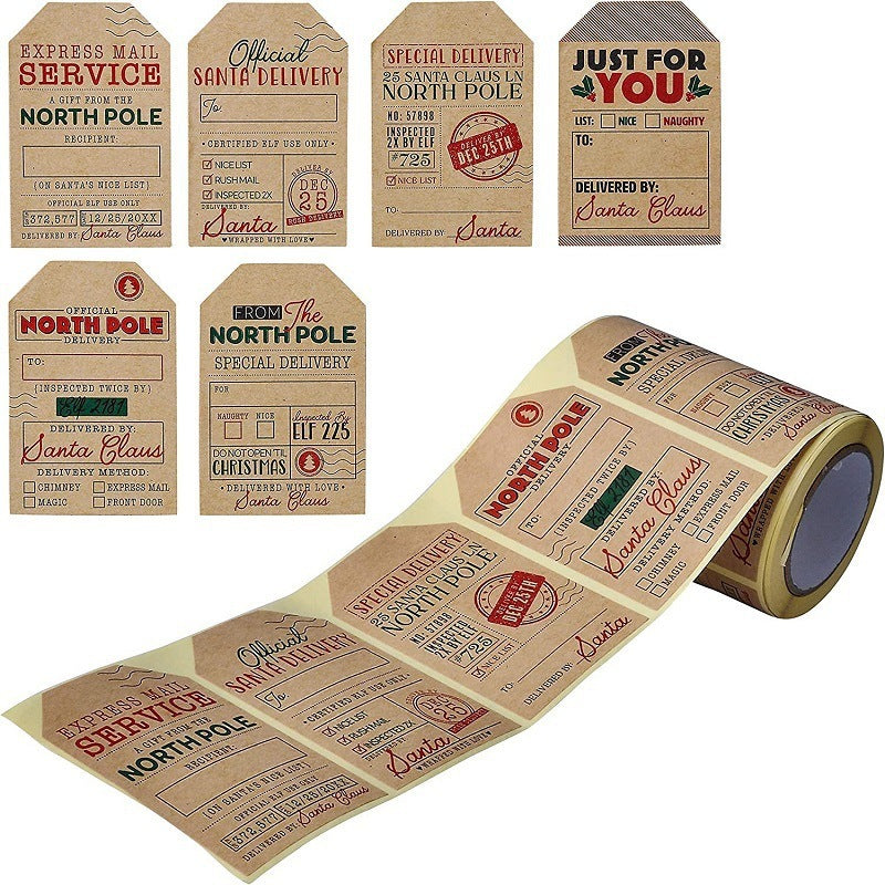 200CT Sticker Roll, Christmas Stickers, Holiday Decoration Gifts