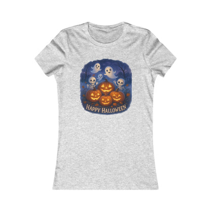 Women's Tee - Halloween Witch Stirring Cauldron in Spooky Forest