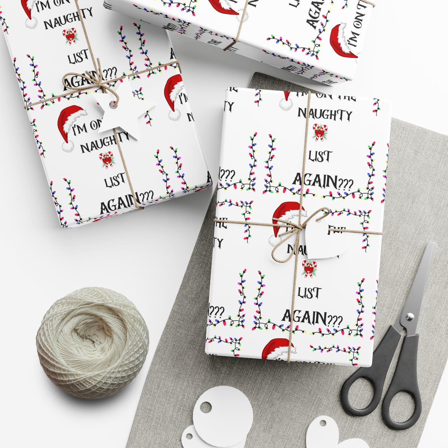 Whimsical Holiday Gift Wrap Paper, Fun Christmas Wrapping Paper, Naughty List Wrap, Festive Paper for Gifts, Holiday Decor