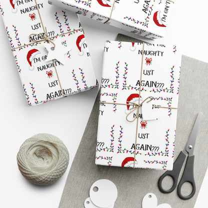 Whimsical Holiday Gift Wrap Paper, Fun Christmas Wrapping Paper, Naughty List Wrap, Festive Paper for Gifts, Holiday Decor