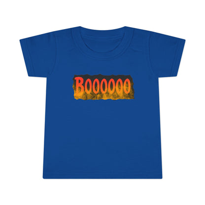 Toddler T-shirt with Halloween 'Boooo' Flames Design