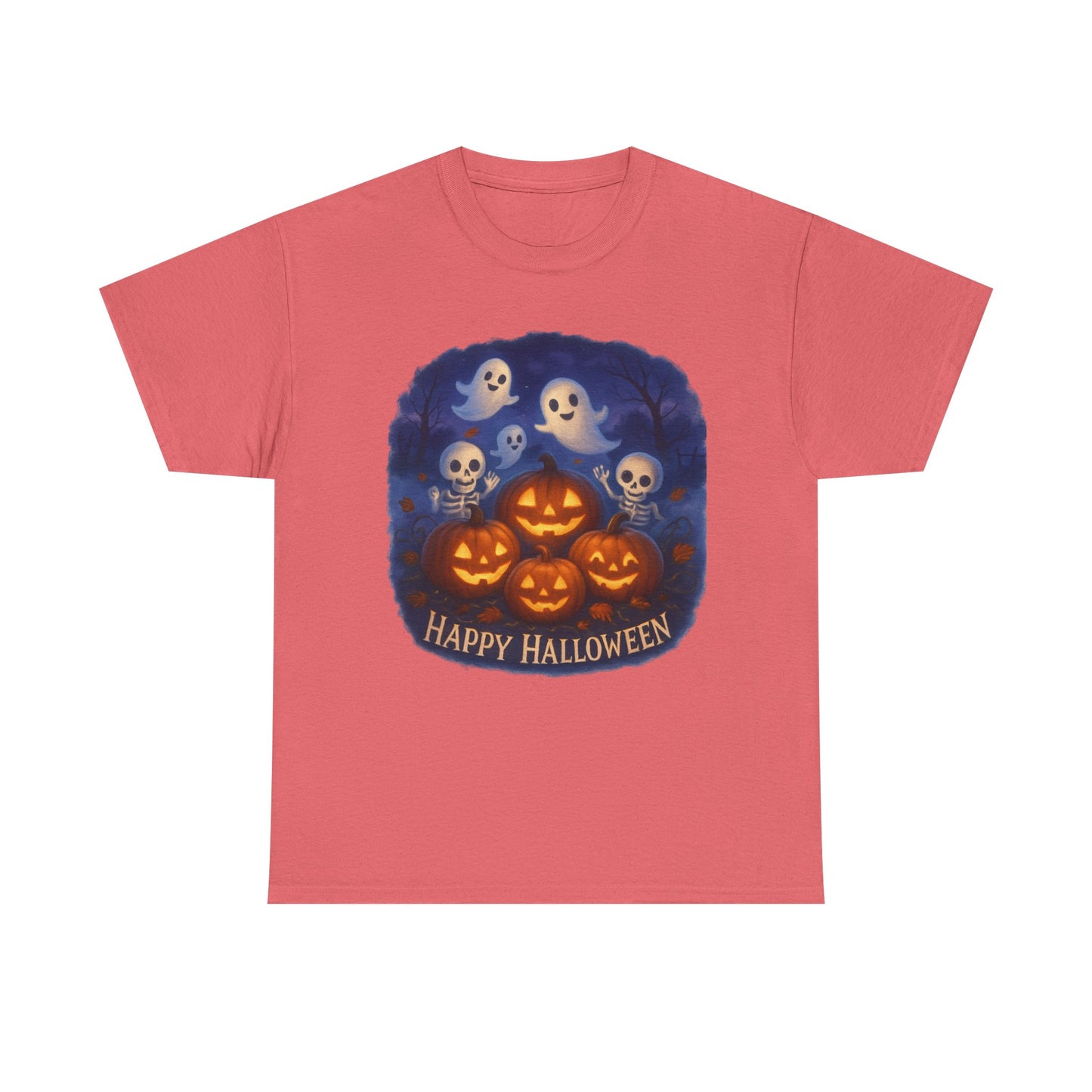 Halloween Tee - Cute Ghosts and Skeletons in Pumpkin Patch Unisex Shirt