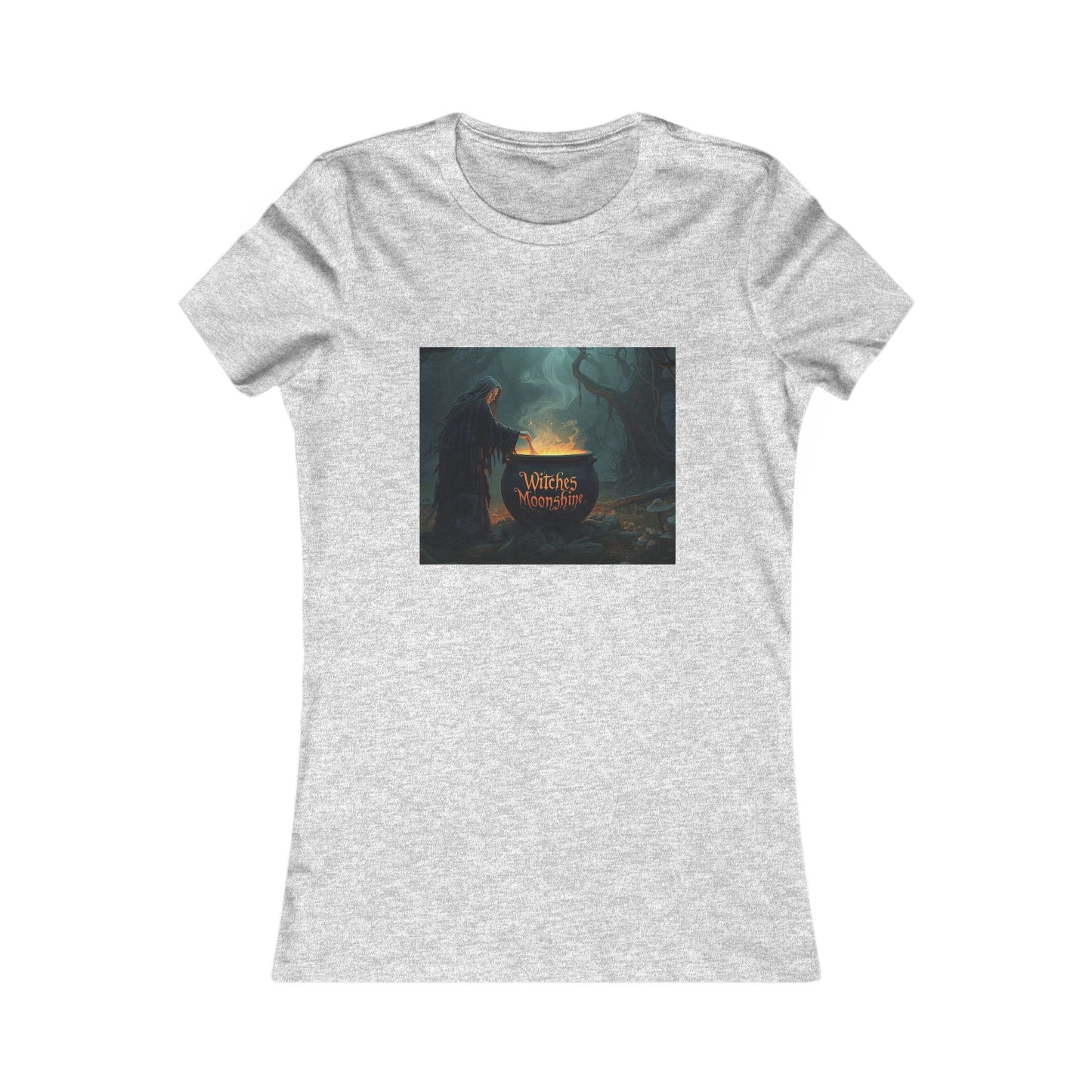 T-Shirt - Halloween Witch Stirring Cauldron in Spooky Forest