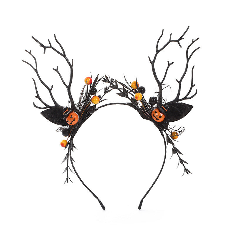 Halloween Floral Spiderweb, Skull, Bat, Pumpkin Headband
