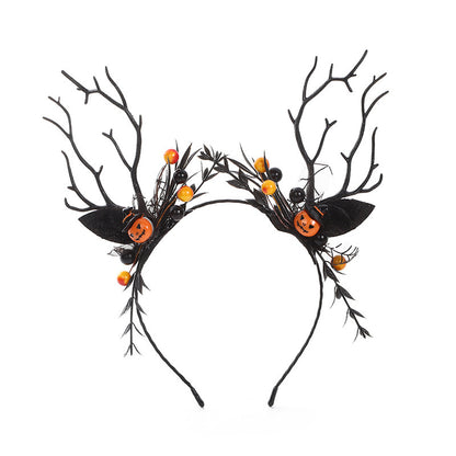 Halloween Floral Spiderweb, Skull, Bat, Pumpkin Headband