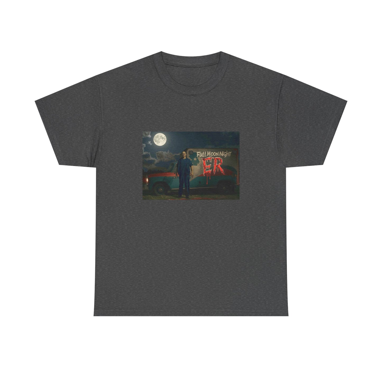 Full Moon Night Unisex Heavy Cotton Tee | Halloween Shirt, Graphic Tee, Gift for Night Owls, Horror Fans, Spooky Vibes