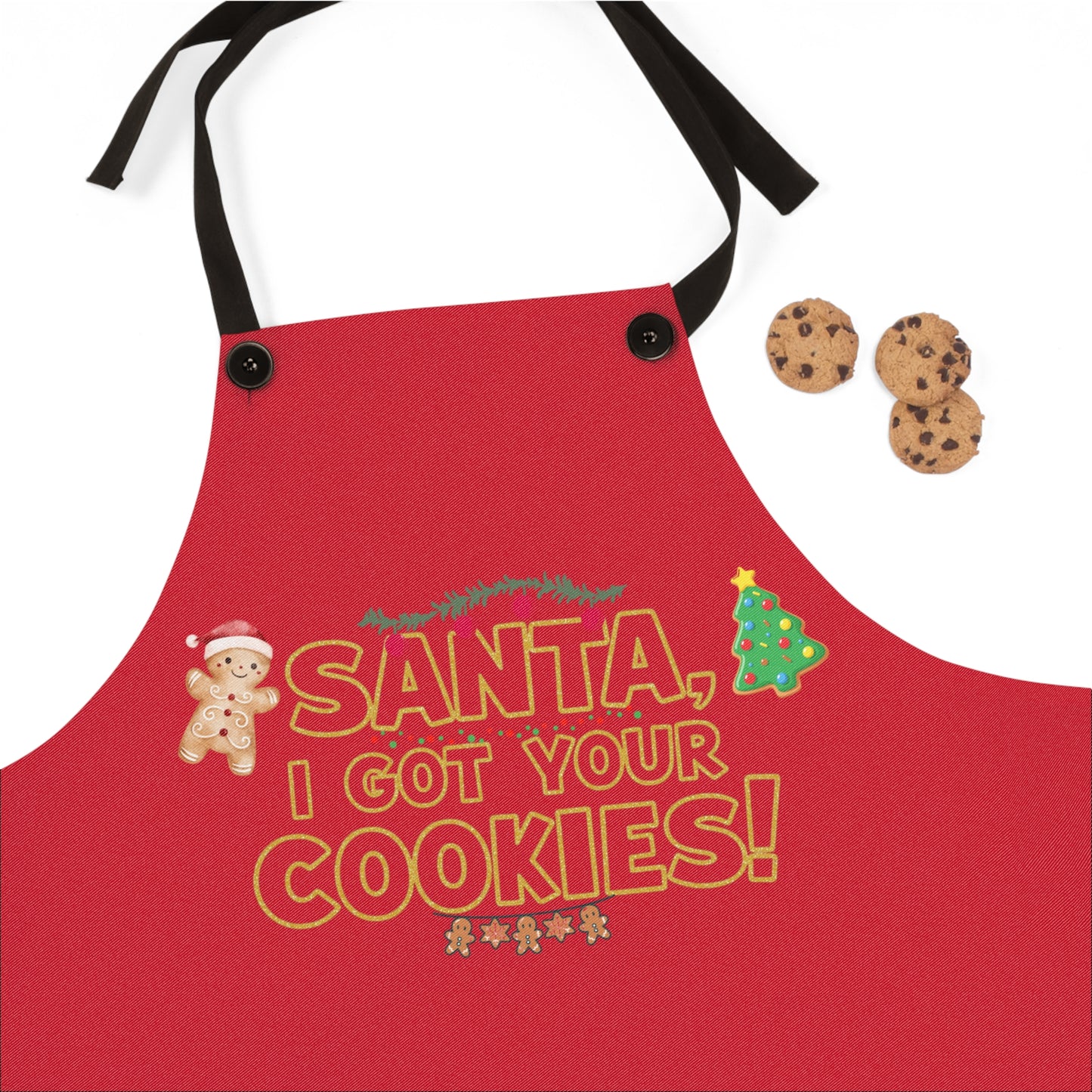 Festive Holiday Apron, Baking Gift for Christmas, Fun Kitchen Decor, Santa Cookie Apron, Holiday Cooking Accessory