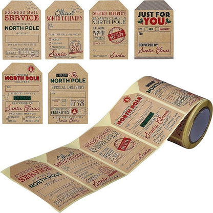 200CT Sticker Roll, Christmas Stickers, Holiday Decoration Gifts