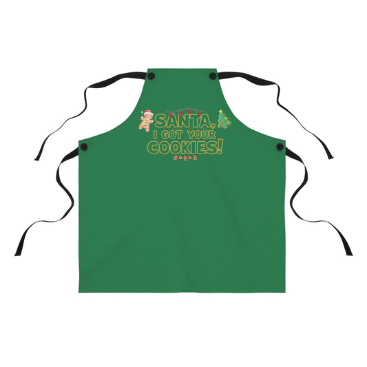 Santa Cookie Apron, Festive Baking Apron, Holiday Apron Gift, Christmas Cooking Gear, Cute Kitchen Accessory