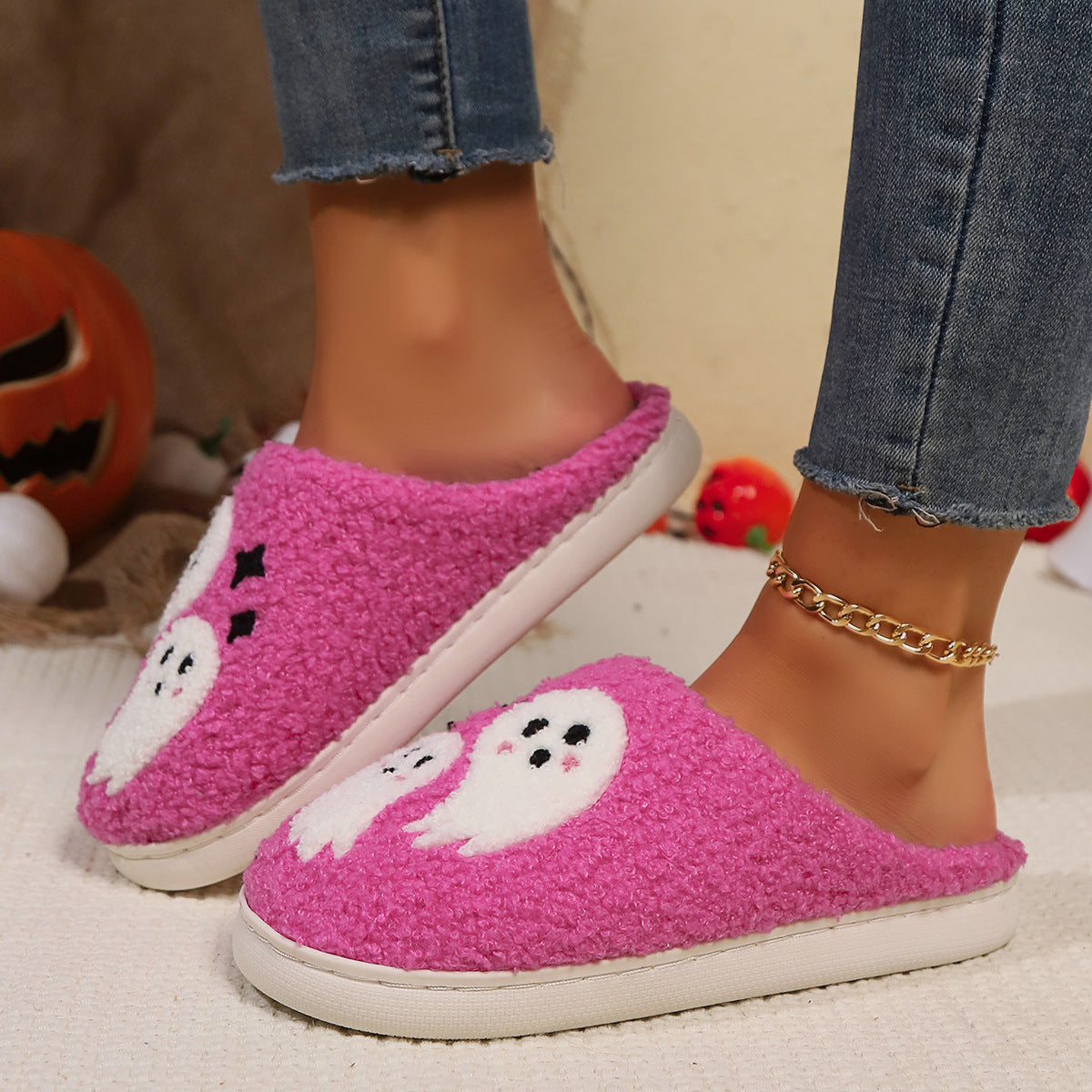 Halloween Cartoon Ghost Slippers Women Indoor Non-slip