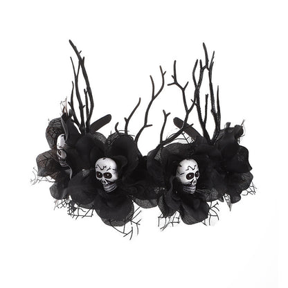 Halloween Floral Spiderweb, Skull, Bat, Pumpkin Headband