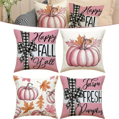 4PCS Fall Pumpkin Maple Leaf Pillow Covers 18x18 Inch