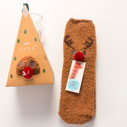 Floor Socks Half Fleece Women's Socks Christmas Socks