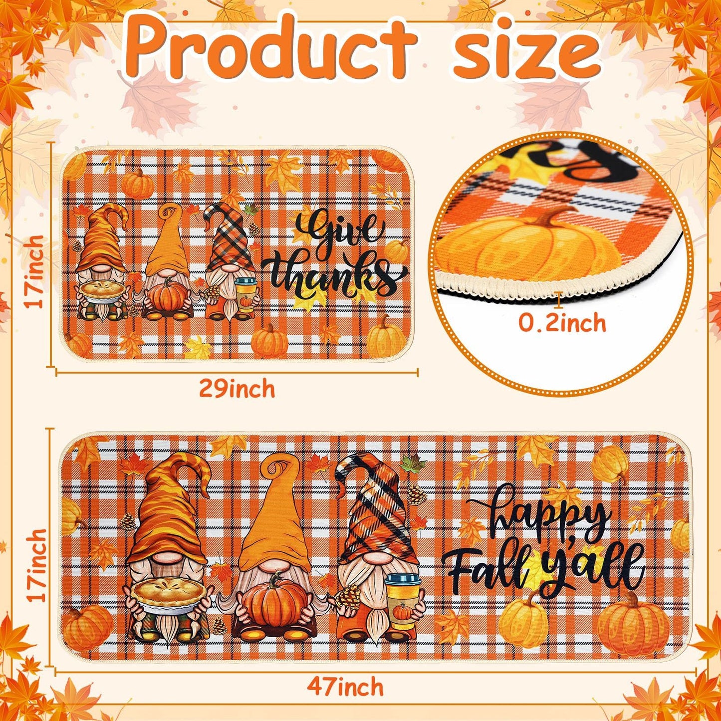 Fall/Thanksgiving Kitchen Mat Set of 2