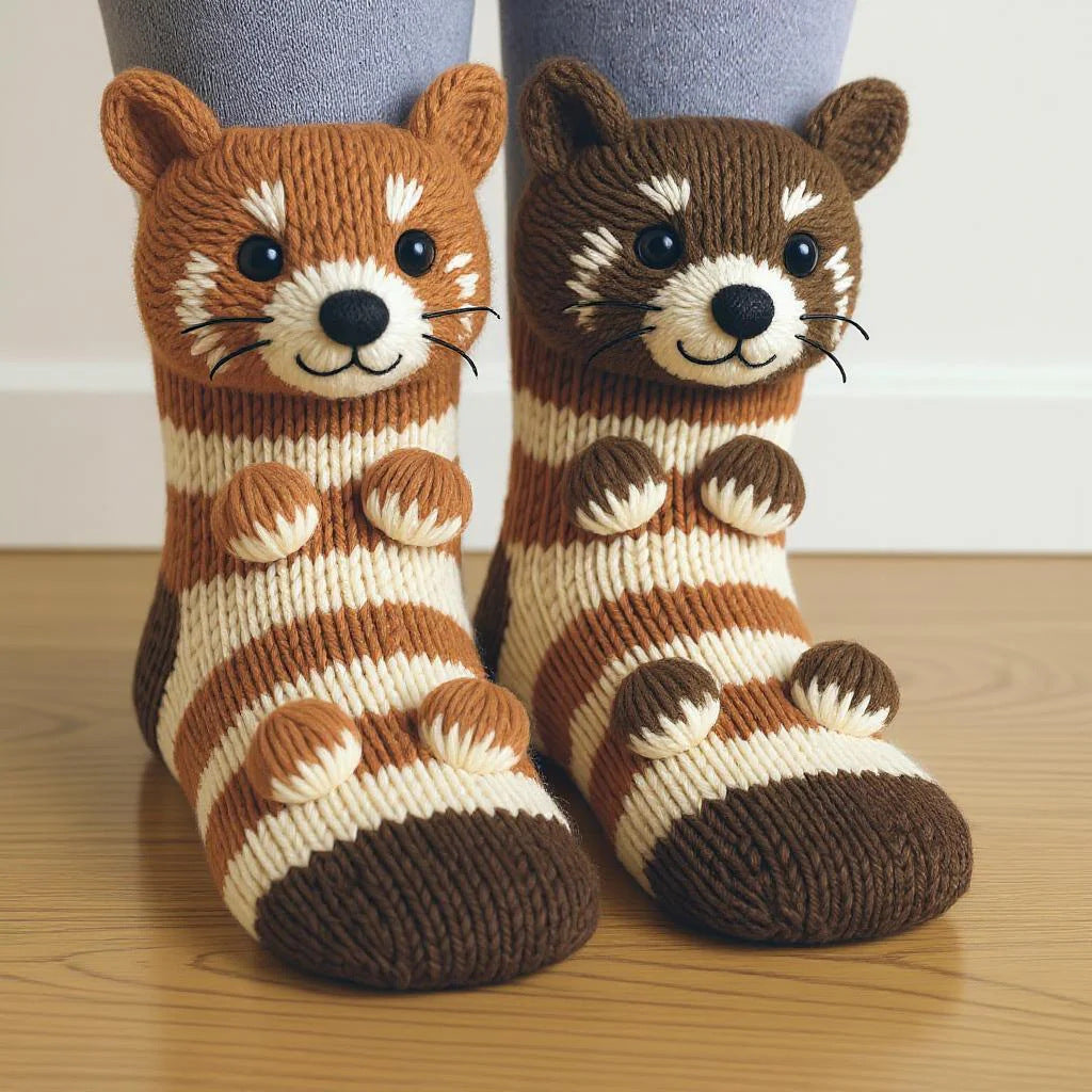 Plush Crochet Animal Cute Socks